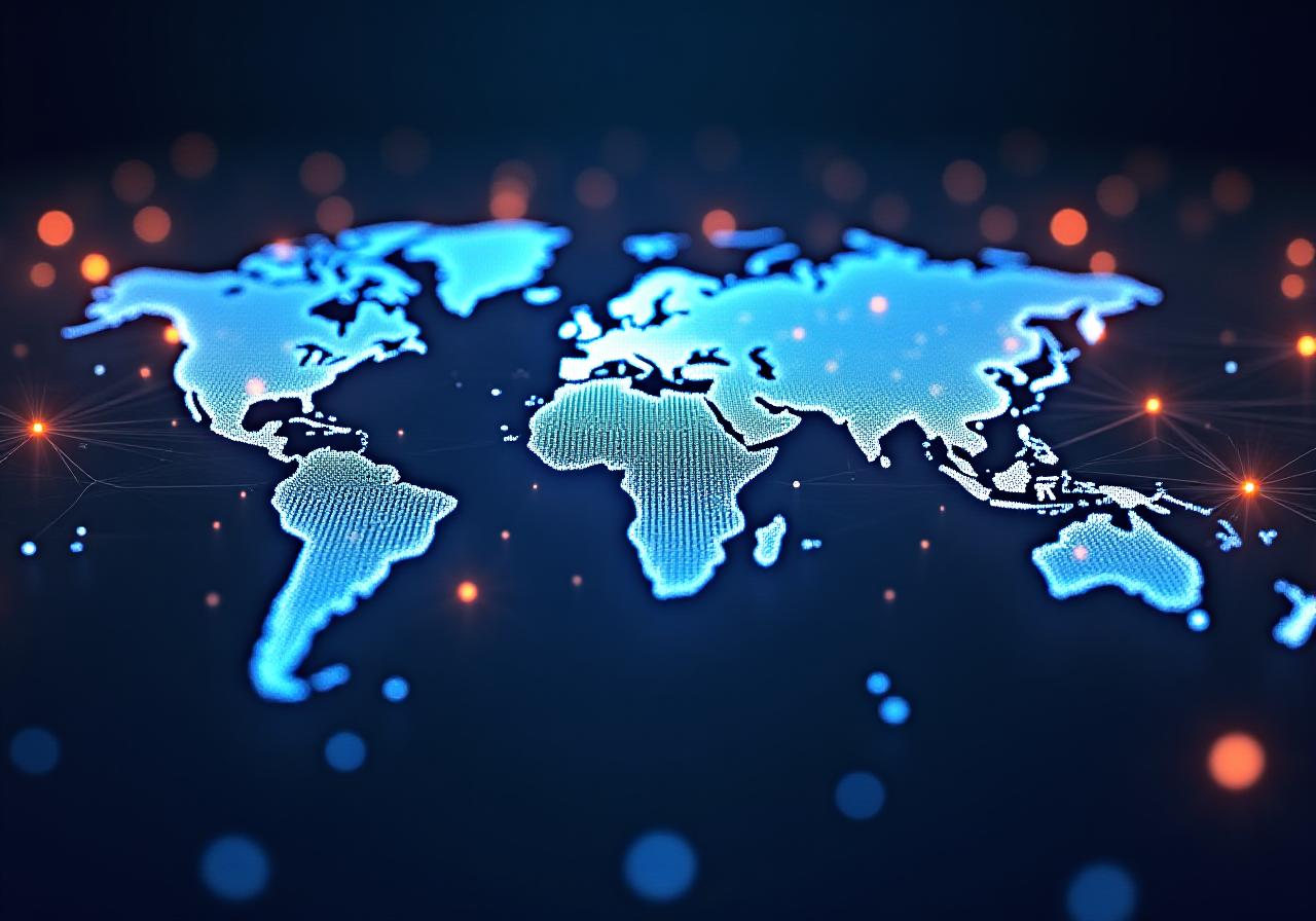Complex data visualization mapping global trade flows