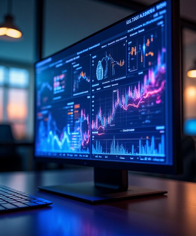 Clean modern dashboard showing complex data visualisations on a high-end interface